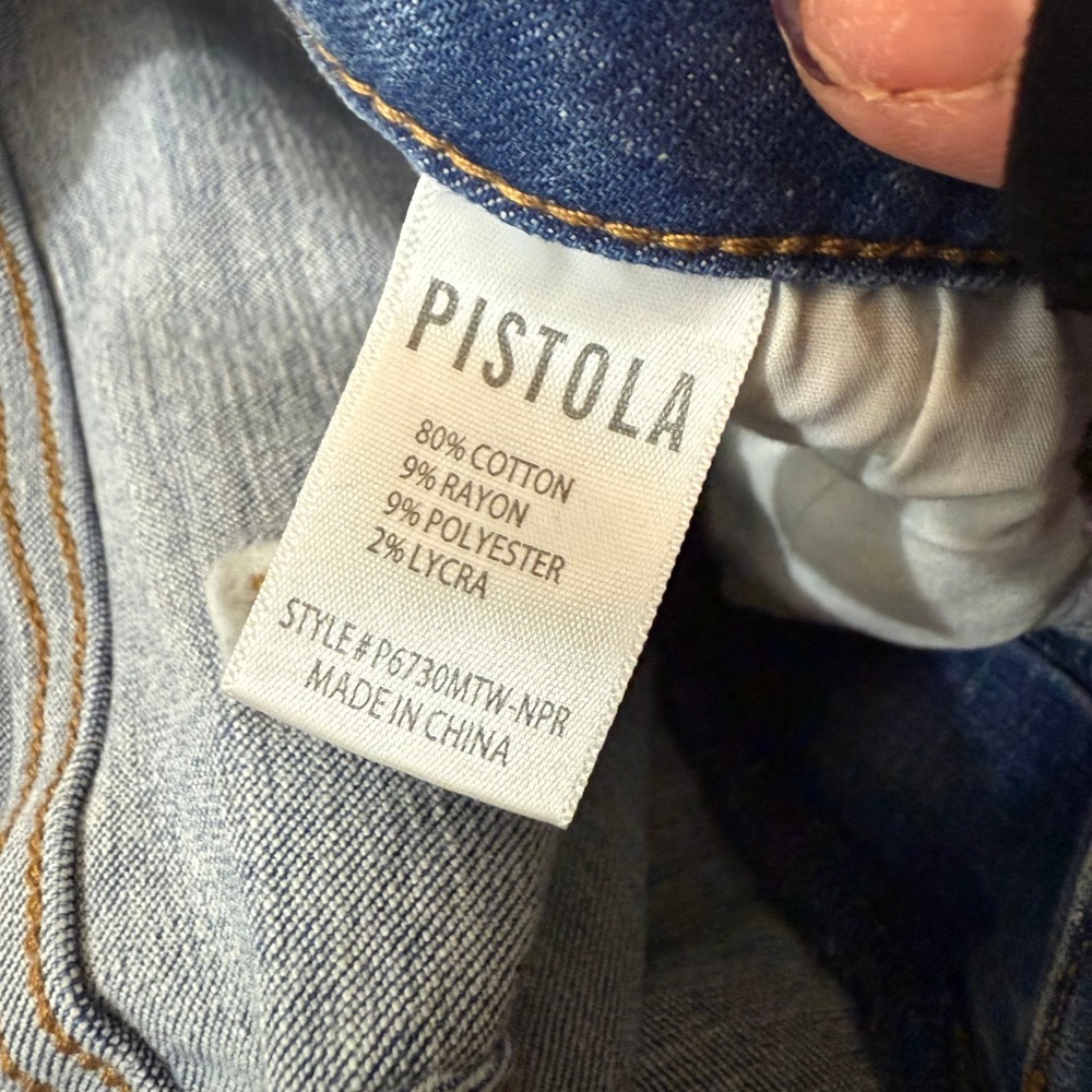 Pistola Straight Leg Light Wash Distressed Fray Hem Jeans Size 29 - Picture 7 of 11